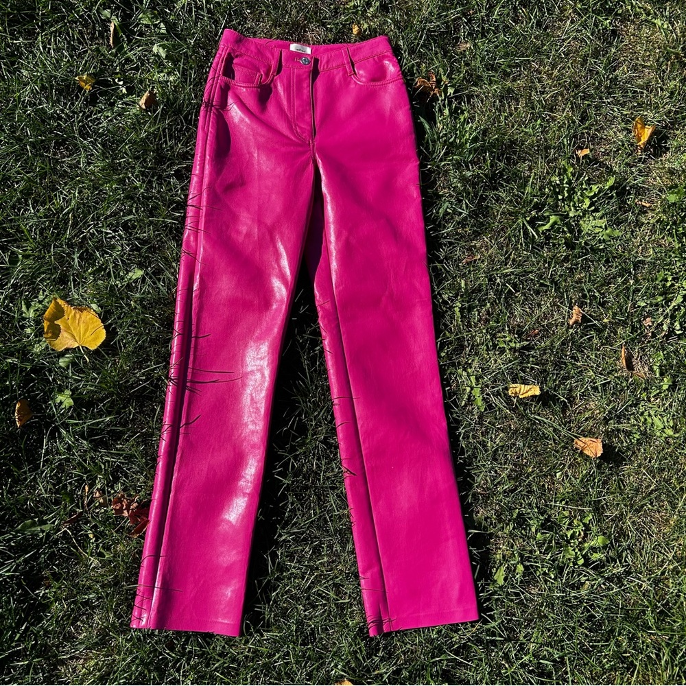 Wilfred Aritzia Melina Pants Size 0 Hot Pink Faux Leather